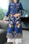 Floral Embroidery Tea Length Chinese Style Mother's Wind Coat with Strap Buttons