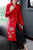 Floral Emboidery V Neck Long Chinese Style Mother's Wind Coat