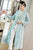 Floral Embroidery V Neck Long Chinese Wind Coat Han Costume