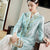 Broderie florale col en V long manteau coupe-vent chinois Costume Han