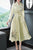 Floral Embroidery V Neck French Style Chinese Dress with Belt