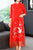 Chinesisches Kleid mit Cheongsam-Oberteil mit 3/4-Ärmeln und Blumenstickerei
