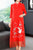 Floral Emboidery 3/4 Sleeve Cheongsam Top Chinese Dress