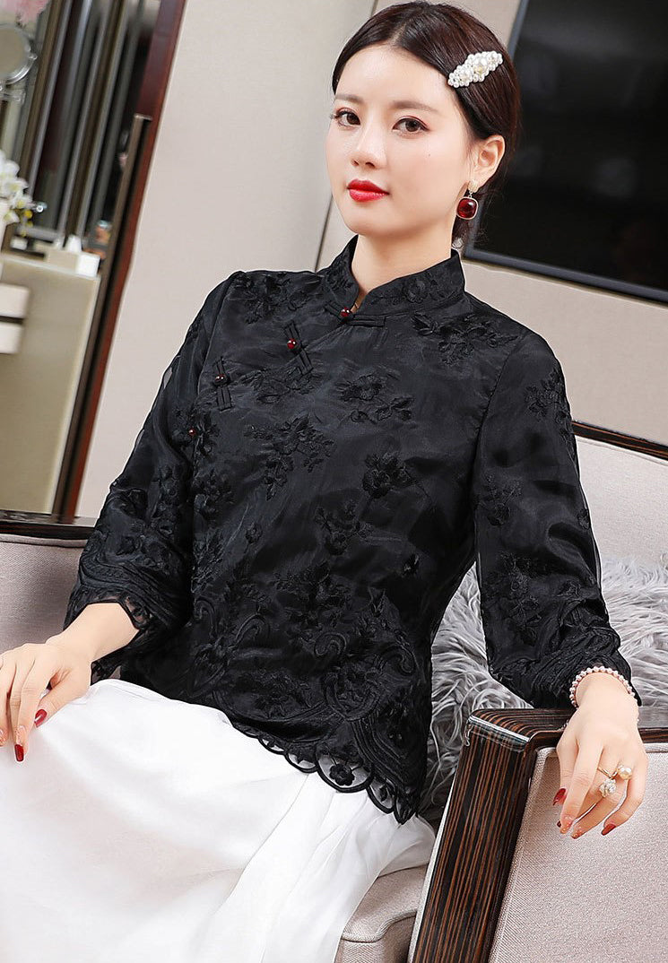 Chinese Dress vintage print floral traditional chi... - Grandado