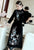 3/4 Sleeve Phoenix & Floral Embroidery Velvet A-line Aodai Chinese Dress