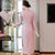 Floral Embroidery Woolen Modern Cheongsam Tea Length Qipao Dress