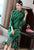 Floral Embroidery Woolen Modern Cheongsam Tea Length Qipao Dress