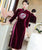 Robe chinoise Aodai en velours à broderie grue à manches 3/4