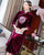 3/4 Sleeve Crane Embroidery Velvet A-line Aodai Chinese Dress