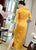 Floral Embroidery Lapel Collar Modern Cheongsam Tea Length Qipao Dress