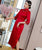 Abito Qipao di lunghezza del tè cheongsam moderno con maniche a 3/4 con ricamo scavato