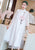 Lotus Embroidery 3/4 Sleeve Hanfu Causal Dress Traiditonal Chinese Costume