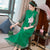 Lotus Embroidery 3/4 Sleeve Hanfu Causal Dress Traiditonal Chinese Costume