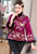 Cappotto imbottito in stile cinese broccato con ricamo floreale con bordo in pelliccia