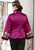 Cappotto imbottito in stile cinese broccato con ricamo floreale con bordo in pelliccia