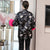 Manteau ouaté de style chinois en brocart de broderie florale avec manchette en fourrure