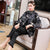 Manteau ouaté de style chinois en brocart de broderie florale avec manchette en fourrure