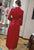 Robe chinoise Aodai en soie avec broderie grue et pin à manches 3/4