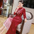 3/4 Sleeve Crane & Pine Embroidery Silk A-line Aodai Chinese Dress