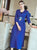 Floral Embroidery V Neck Taffeta Hanfu Causal Dress Traiditonal Chinese Costume