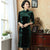 Knee Length Velvet Cheongsam Mother Dress Frog Buttons Front