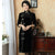 Knee Length Velvet Cheongsam Mother Dress Frog Buttons Front