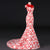 Mandarin Collar Cap Sleeve Chinese Style Mermaid Prom Dress with Cathedral Train
