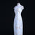 Floral Lace Full Length Satin Cheongsam Chinese Dress