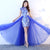 Blau-weißes Porzellanmuster Knielanges Abendkleid im chinesischen Stil mit Tüllrock