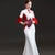 Ruffle Sleeve Cheongsam Top Long Mermaid Chinese Evening Dress