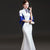 Ruffle Sleeve Cheongsam Top Long Mermaid Chinese Evening Dress