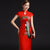 Robe de soirée chinoise traditionnelle Cheongsam Qipao brodée de paon