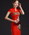 Vestido de noche chino tradicional Cheongsam Qipao bordado de pavo real