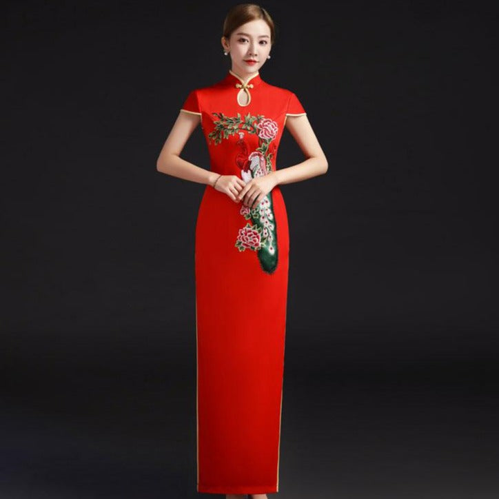 Peacock Embroidery Traditional Cheongsam Qipao Chinese Evening Dress IDREAMMART Peacock Embroidery Traditional Cheongsam Qipao Chinese Evening Dress IDREAMMART