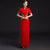 Floral Embroidery Traditional Cheongsam Chinese Evening Dress