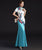Floral Embroidery Illusion Neck Mermaid Cheongsam Chinese Evening Dress