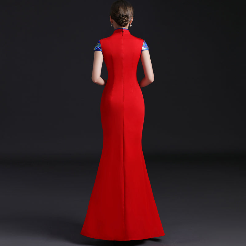 Open Front Floral Embroidery Mermaid Cheongsam Chinese Wedding Dress IDREAMMART Open Front Floral Embroidery Mermaid Cheongsam Chinese Wedding Dress IDREAMMART