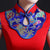 Vestido de novia chino cheongsam de sirena con bordado floral frontal abierto
