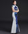 Auspicious Pattern Cheongsam Top Brocade Mermaid Chinese Evening Dress