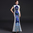 Günstiges Muster Cheongsam Top Brokat Meerjungfrau Chinesisches Abendkleid