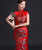 Vestido de noche chino de sirena con brocado superior cheongsam con patrón auspicioso