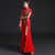Open Front Floral Embroidery Cheongsam Top Mermaid Chinese Evening Dress