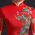 Open Front Floral Embroidery Cheongsam Top Mermaid Chinese Evening Dress