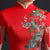 Open Front Blumenstickerei Cheongsam Top Meerjungfrau chinesisches Abendkleid