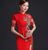 Open Front Floral Embroidery Cheongsam Top Mermaid Chinese Evening Dress