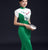 Vogel- und Blumenstickerei Cheongsam-Top Meerjungfrau-Abendkleid mit Quaste