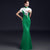 Bird & Floral Embroidery Cheongsam Top Mermaid Evening Dress with Tassel