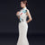 Goldfish & Lotus Embroidery Cheongsam Top Mermaid Evening Dress