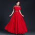 Floral Embroidery Short Sleeve Pleated Skirt Full Length Chinese Prom Dress