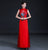 Sleevless Floral Embroidery Full Length Cheongsam Chinese Prom Dress